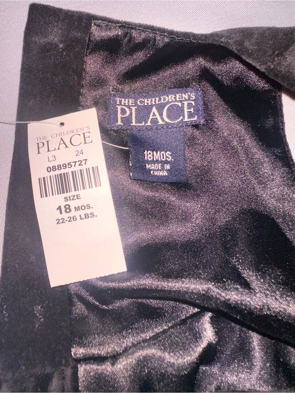 The Children's Place Black Velvet Dress with Pink and Red Rose Appliqués